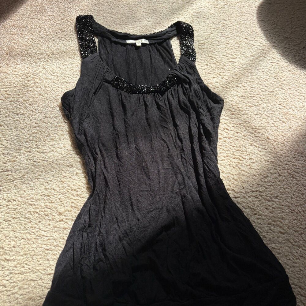 y2k vintage indie sleaze black babydoll beaded tank top